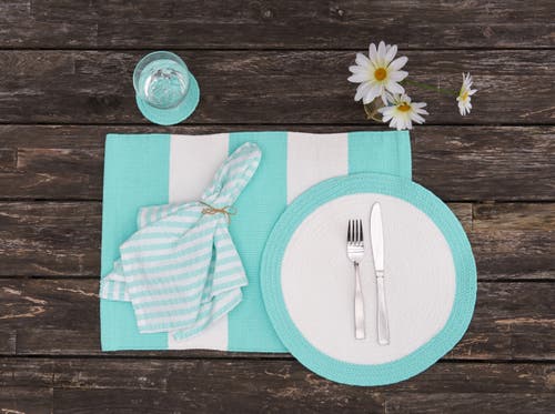 C & F Home C&f Home Rim Braided Round Placemats Sets Of 6 Collection In Blue