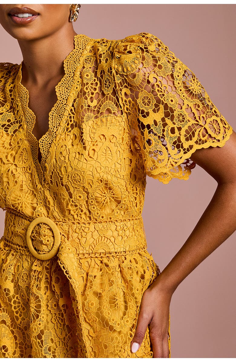 Coast Tiered Lace Midi Dress, Alternate, color, Gold