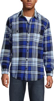 Lands' End Authentic Flannel Shirt with Corduroy Collar