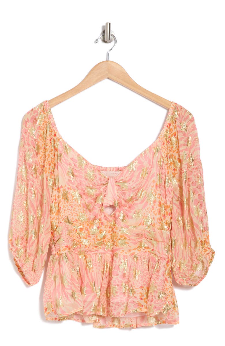 CIEBON Geena Knot Front Peplum Top, Alternate, color,