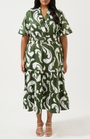 Estelle Sandswept Faux Wrap Midi Dress