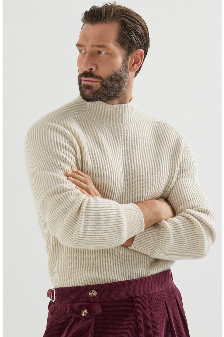 Cashmere English rib turtleneck sweater, Alternate, color, Panama