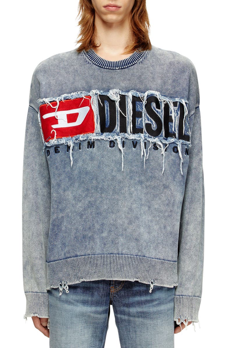 DIESEL<sup>®</sup> K-Fronzi Acid Wash Cotton Sweater, Main, color, Peacoat Blue