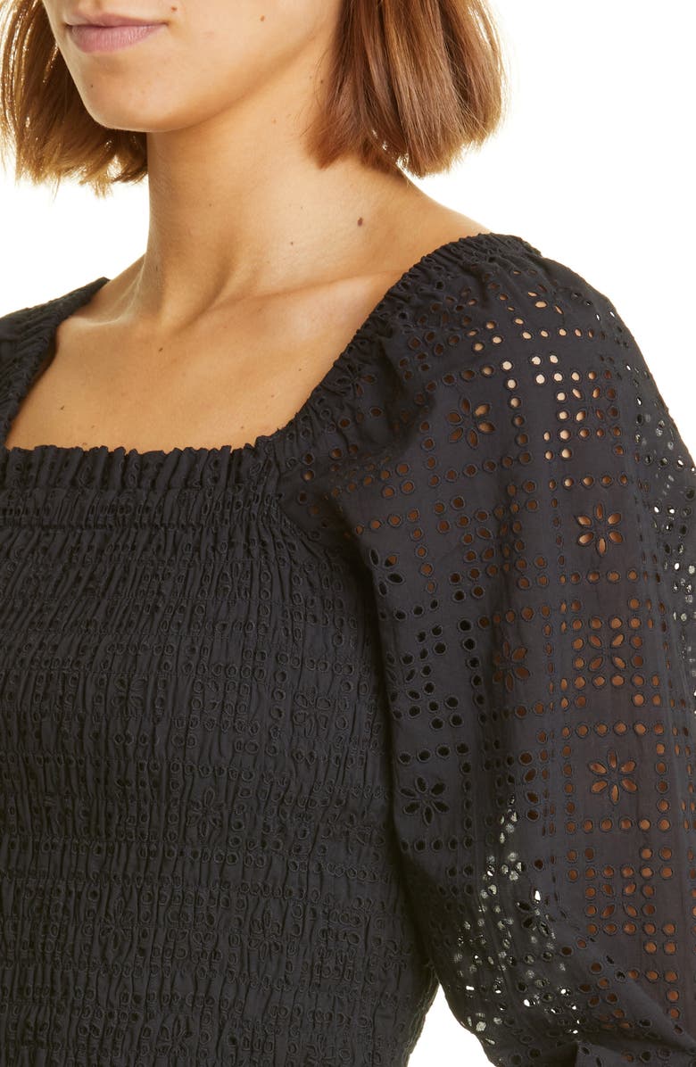 Nordstrom Signature Smocked Eyelet Top, Alternate, color, 