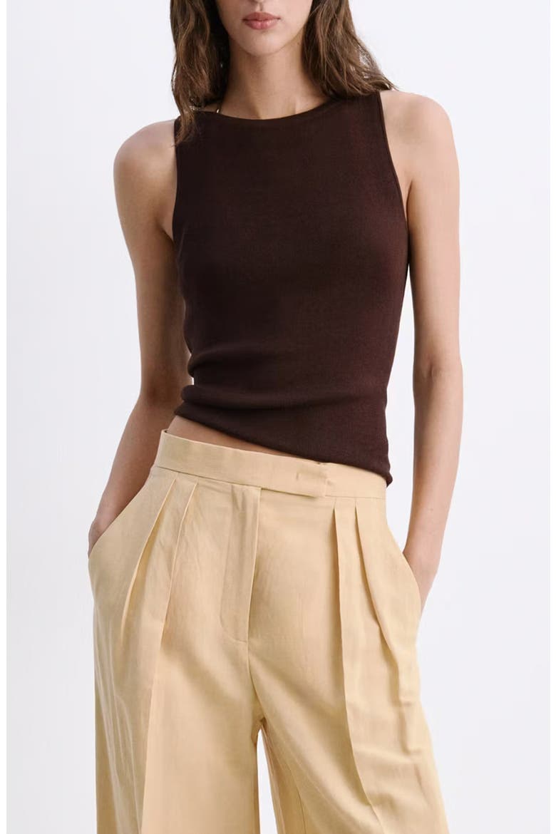 Fine-Knit Boat Neck Top, Main, color, BROWN