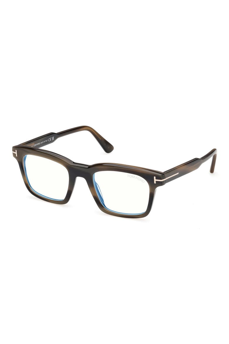 51mm Square Optical Glasses, Alternate, color, SHINY KHAKI GREEN HAVANA
