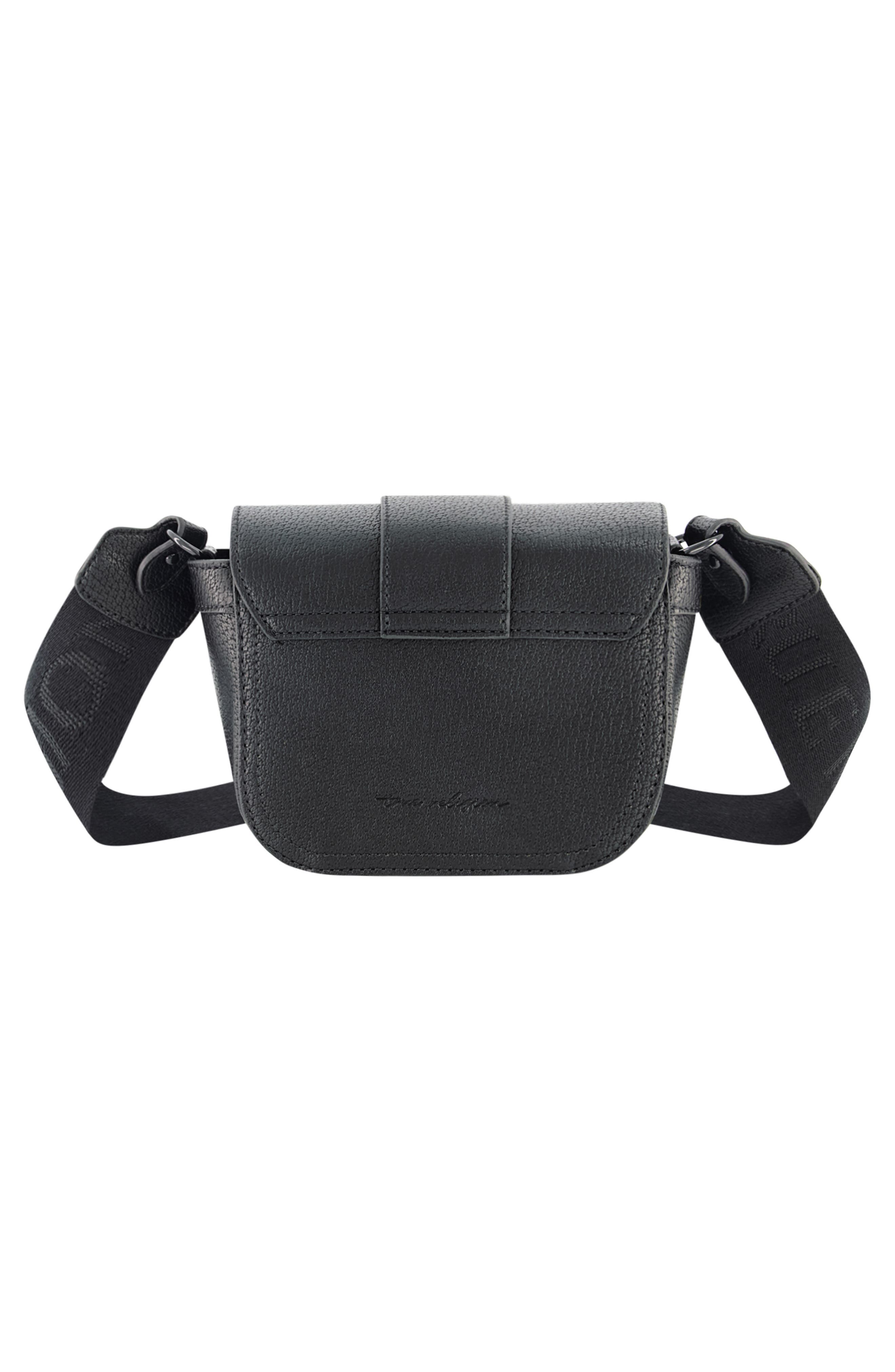 True Religion Horseshoe Mini Flap Crossbody Bag, Alternate, color, Black
