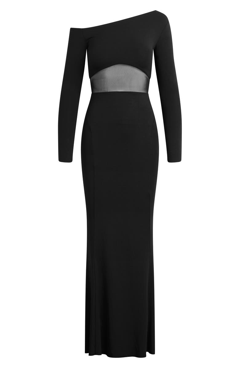 Favorite Daughter The Hold Me Asymmetric Long Sleeve Dress, Alternate, color, Black