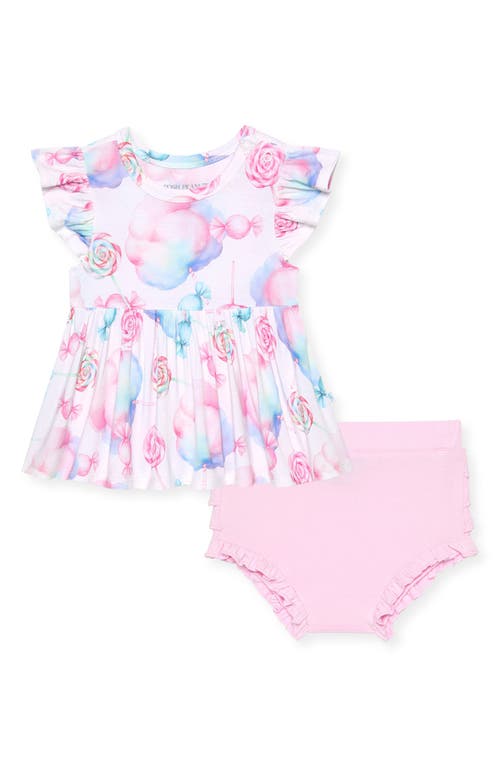 Posh Peanut Smocked Peplum & Bloomers Set In Pink