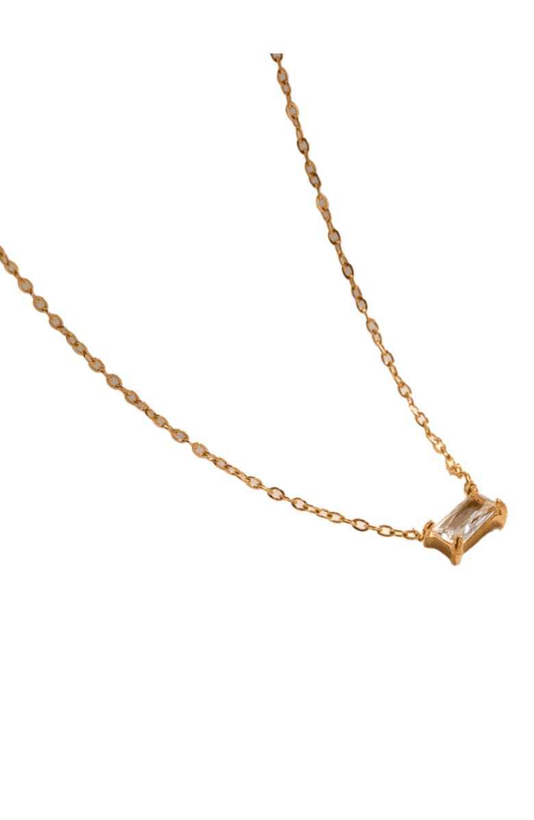 Hollywood Sensation Nightfall Glow Necklace with Emerald-Cut Cubic Zirconia Pendant, Alternate, color, Gold