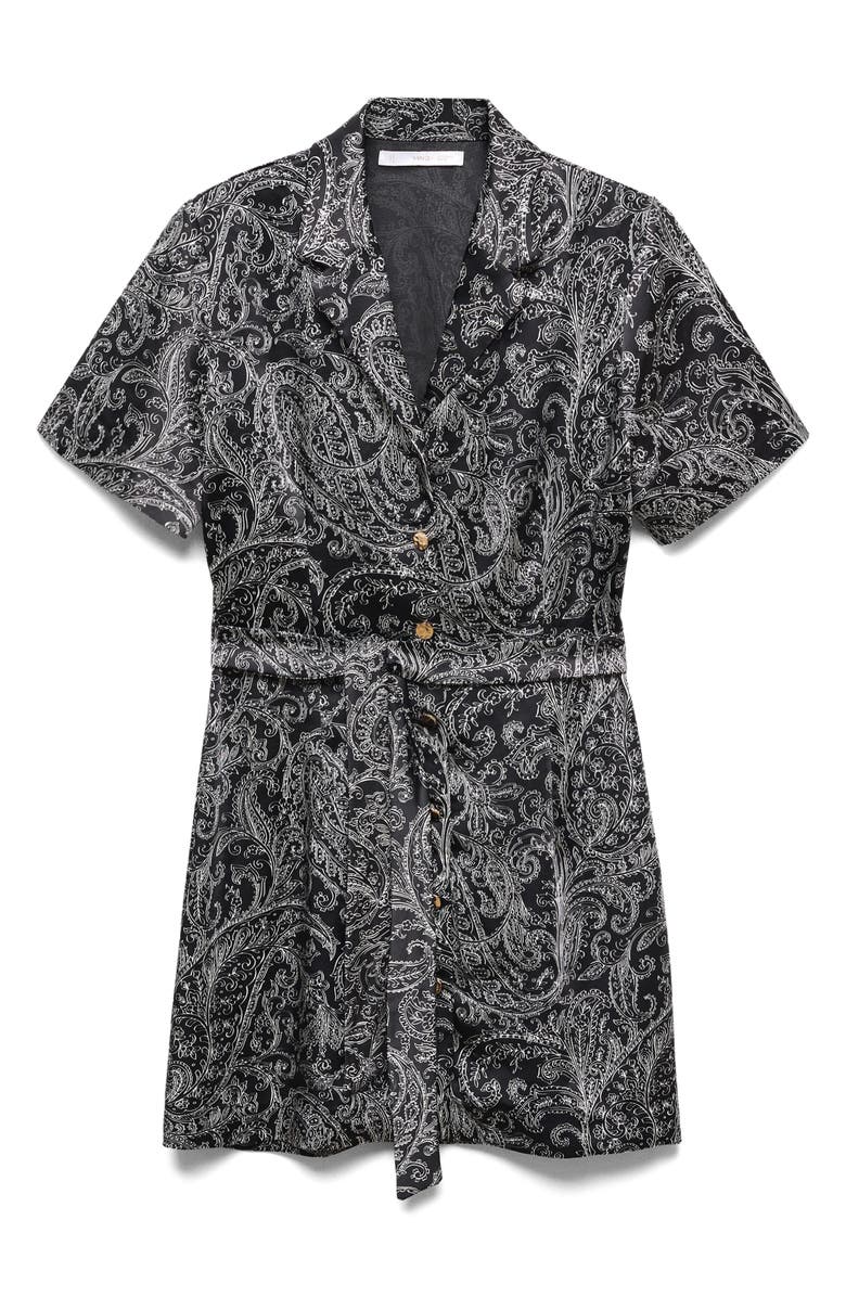 MANGO Paisley Print Tie Waist Shirtdress, Alternate, color, 