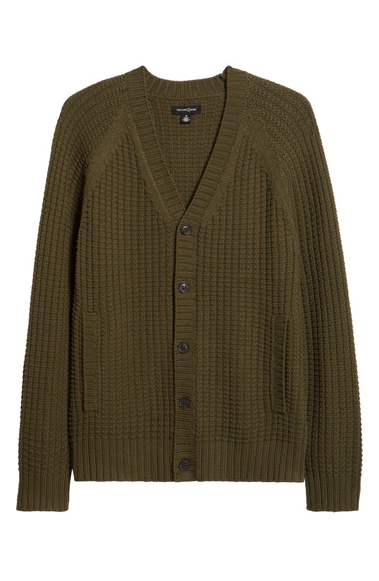 Treasure & Bond Textured Cotton Cardigan, Alternate, color, Olive Night
