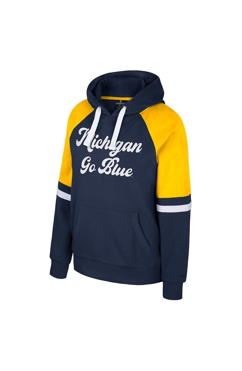 COLOSSEUM Women's Colosseum Navy Michigan Wolverines Oversized Colorblock Pullover Hoodie, Alternate, color, Navy
