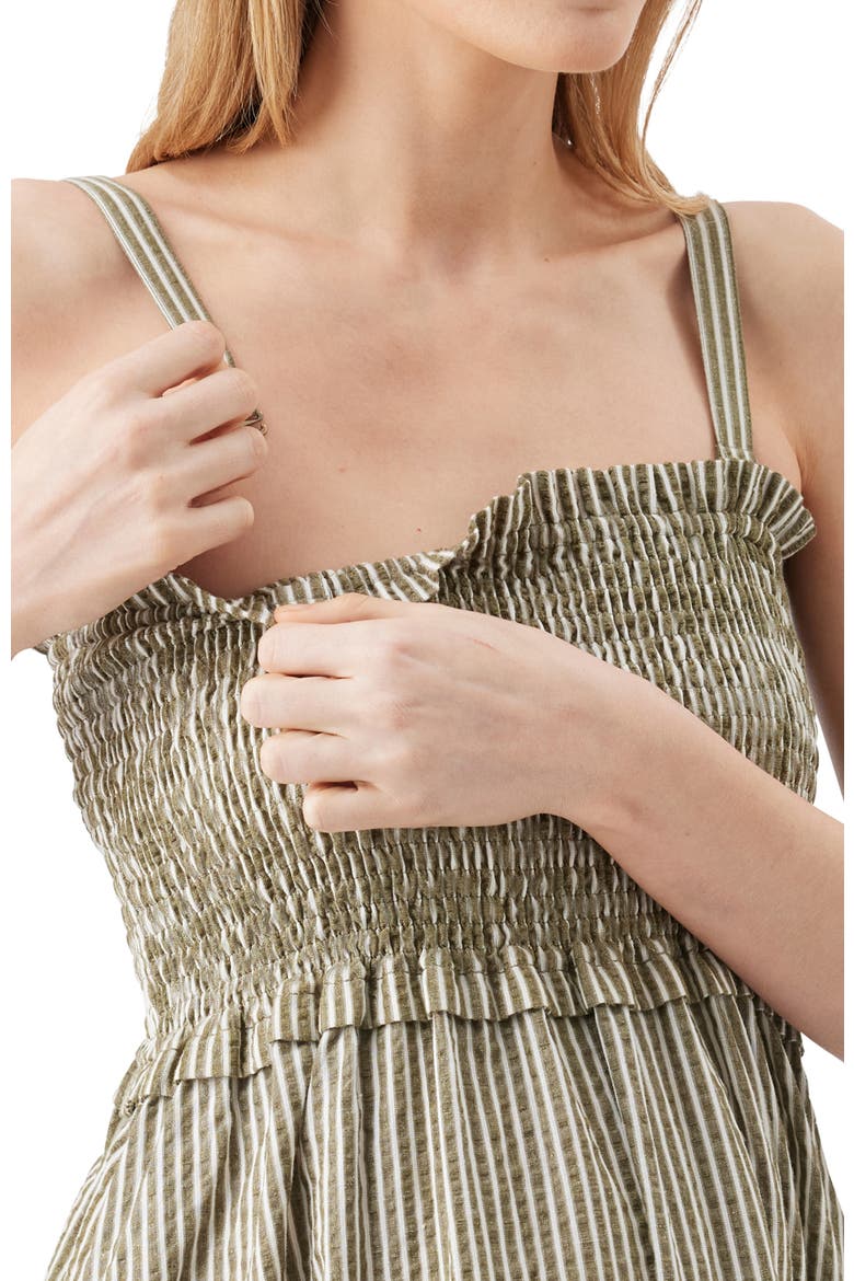 Gabby Stripe Tiered Maternity Mini Dress, Alternate, color, Khaki / White