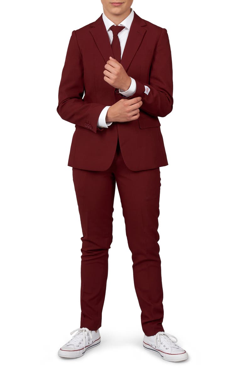 Blazing Burgundy Two-Piece Suit & Tie, Main, color, RED