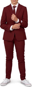 OppoSuits Blazing Burgundy Two-Piece Suit & Tie