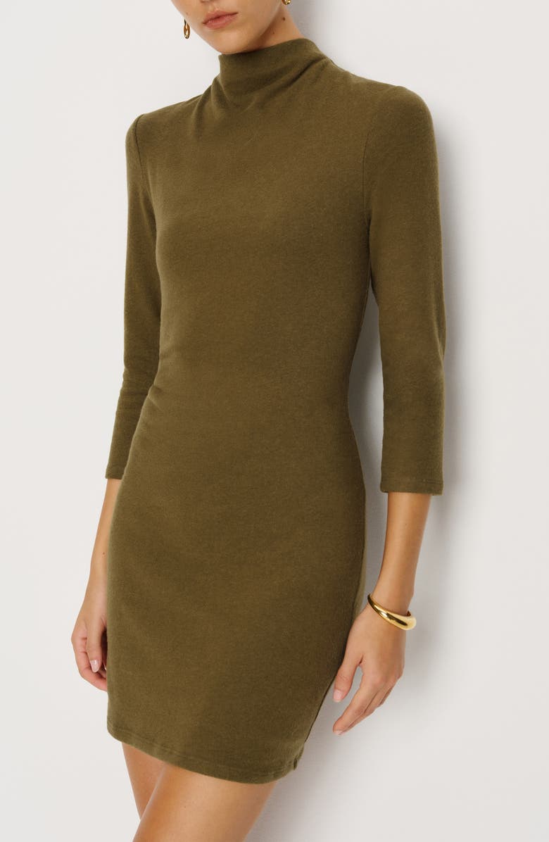 Reformation Camille Long Sleeve Sweater Minidress, Alternate, color, Moss Garden