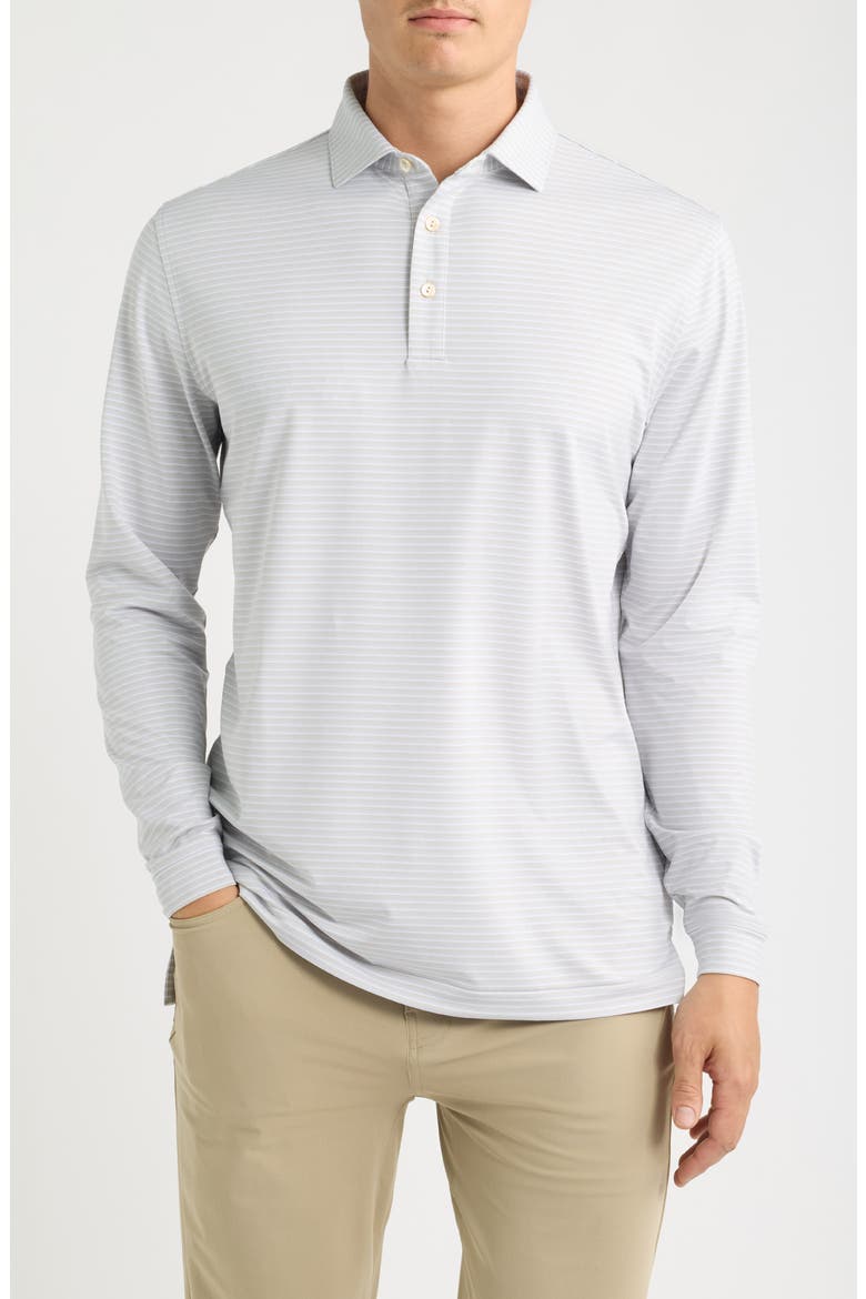 Merion Stripe Summer Comfort Long Sleeve Performance Jersey Polo, Main, color, BRITISH GREY