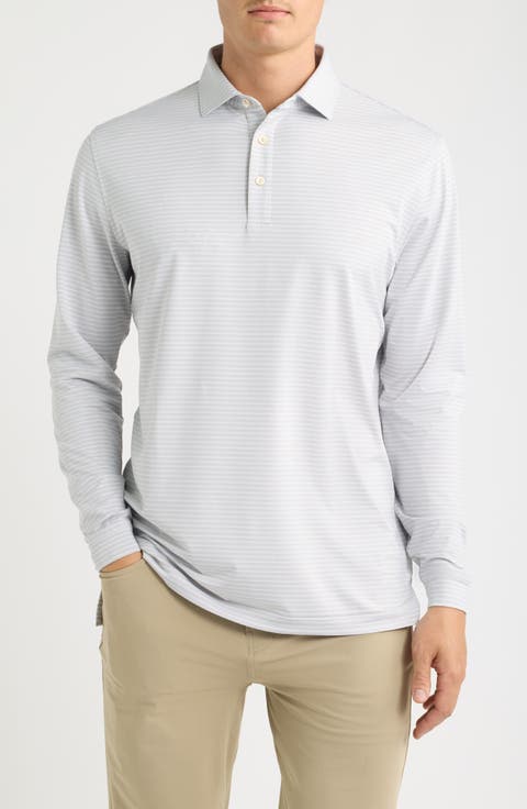 Merion Stripe Summer Comfort Long Sleeve Performance Jersey Polo