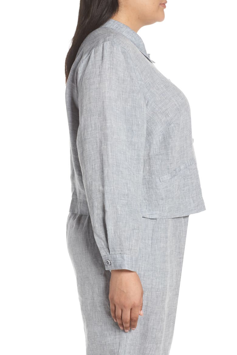 Crop Organic Linen Jacket, Alternate, color, CHAMBRAY
