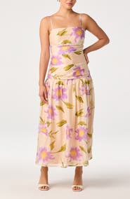 ASTR the Label Ava Floral Drop Waist Midi Dress