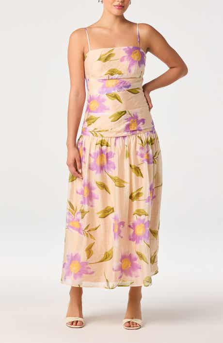 Ava Floral Drop Waist Midi Dress
