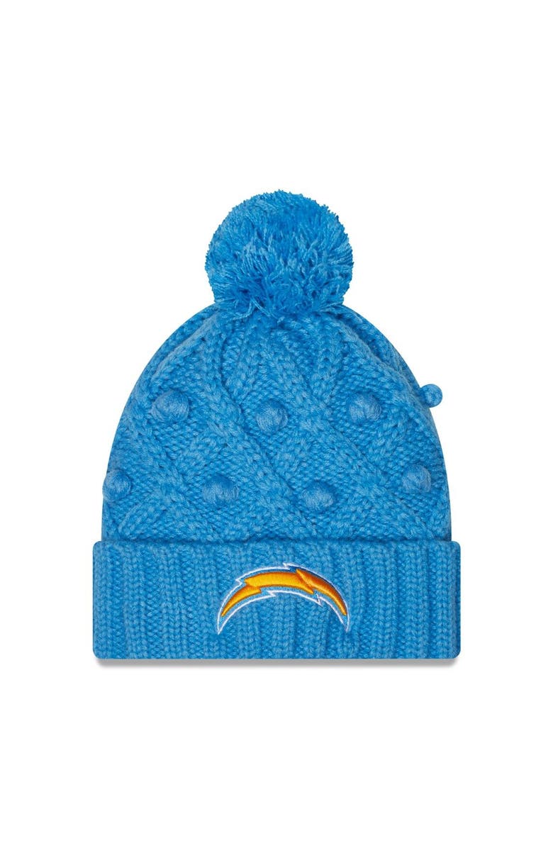 New Era Women's New Era Powder Blue Los Angeles Chargers Toasty Cuffed Knit Hat with Pom, Main, color, Powder Blue
