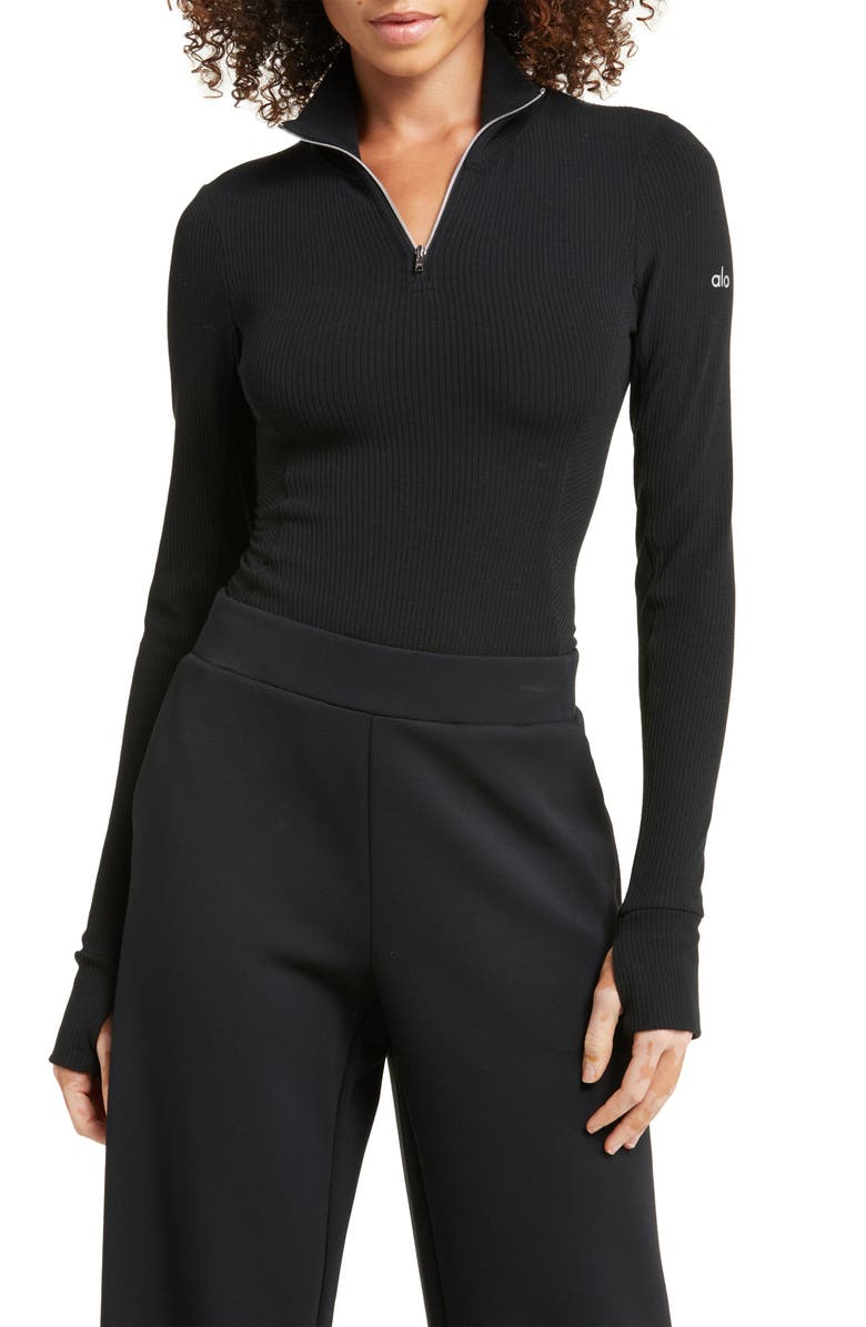 Alo Wellness Rib Long Sleeve Bodysuit, Main, color, 