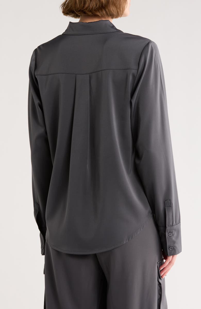 Splendid Satin Button-Up Shirt, Alternate, color, Lead Grey