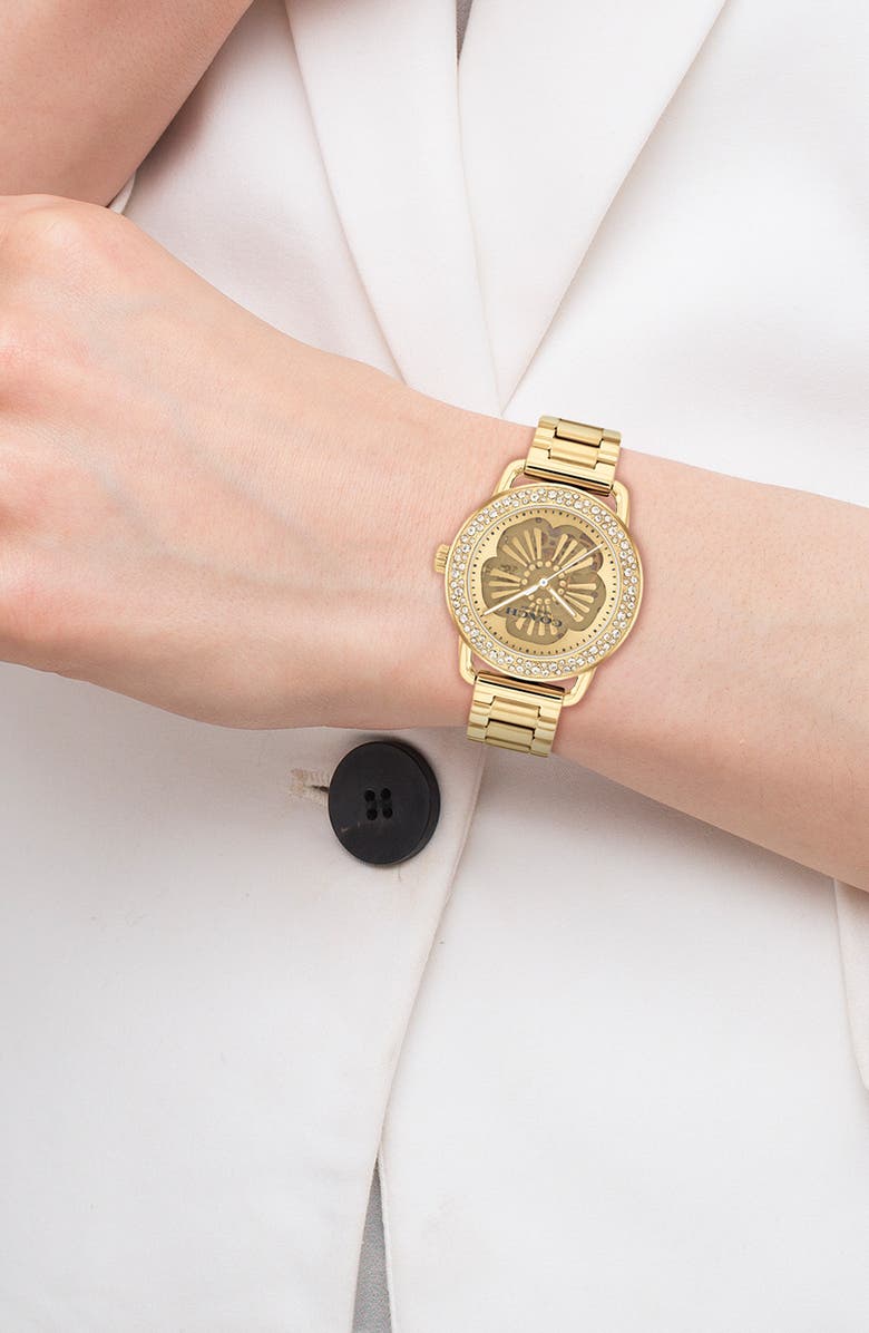 COACH Cruiser Skeletal Automatic Bracelet Watch, 37mm, Alternate, color, Gold