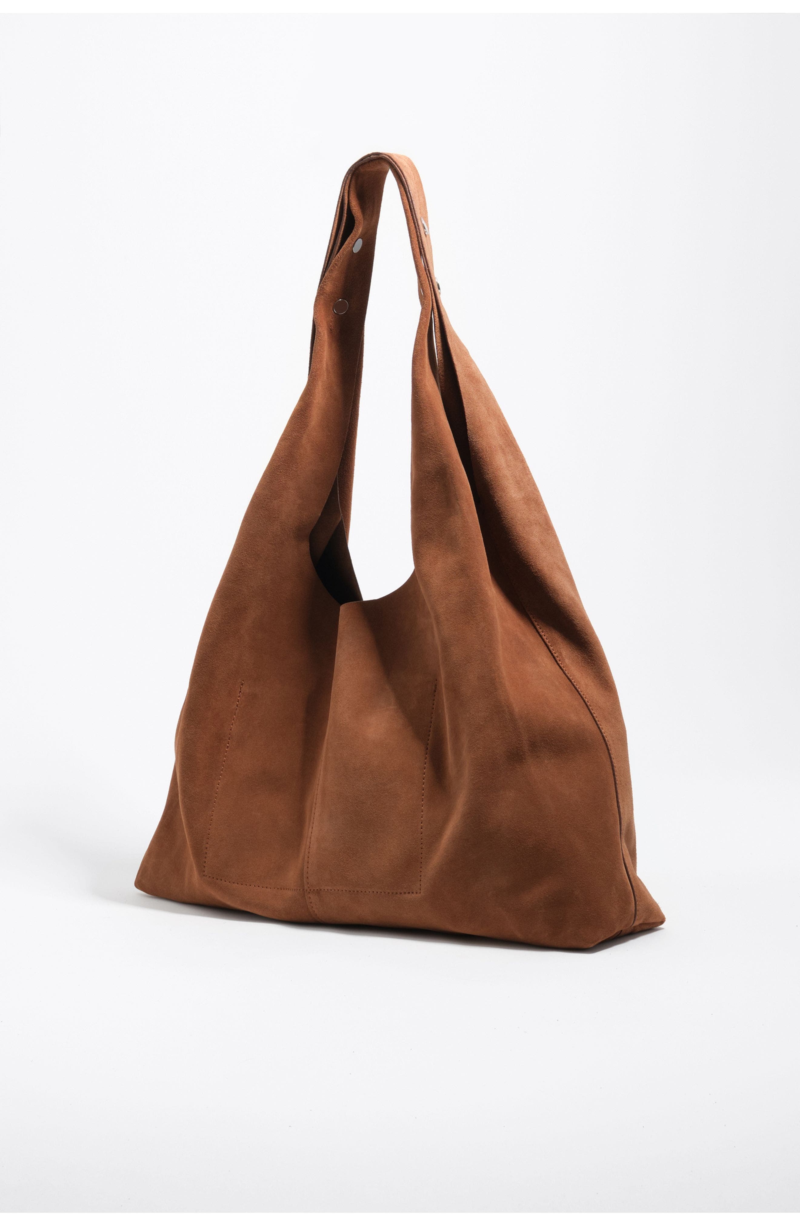 Bimba y Lola Leather Maxi Shoulder Bag, Alternate, color, Chestnut