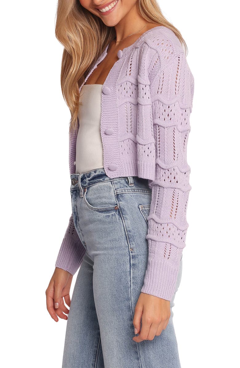Petal & Pup Aidy Pointelle Crop Cardigan, Alternate, color, Lilac