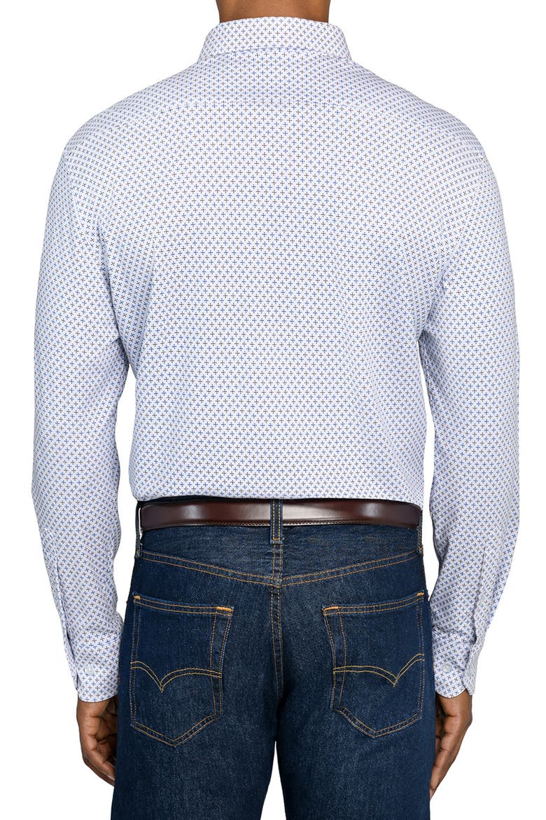 Diamond Print Knit Long Sleeve Basic, Alternate, color, WHITE/BLUE