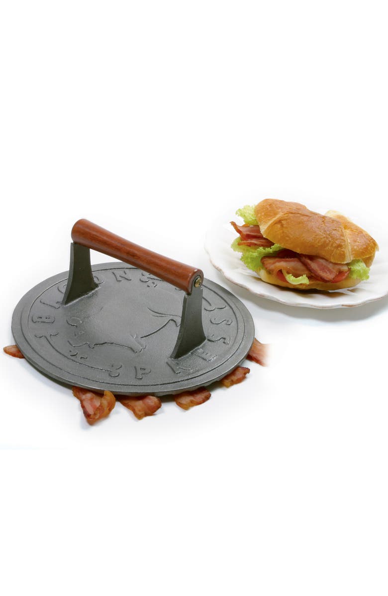 Norpro Round Cast Iron Bacon, Steak, and Burger Press, 8.75-Inch, Alternate, color,