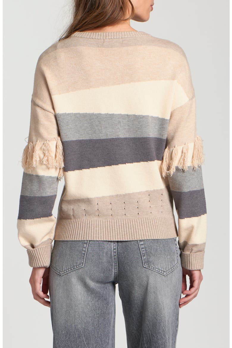 Fringe Detail Colorblock Sweater, Alternate, color, BEIGE