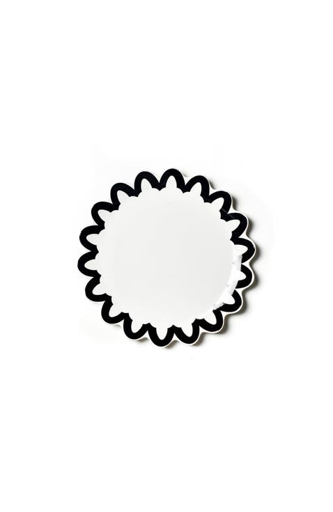 Black Arabesque Trim Scallop Edge Platter