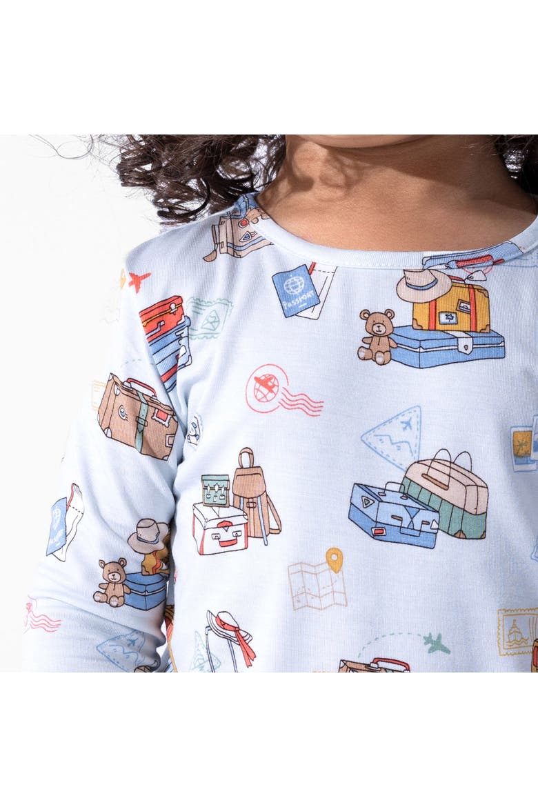 Kids' Vintage Suitcases Set of 2 Piece Pajamas, Alternate, color, Vintage Suitcases