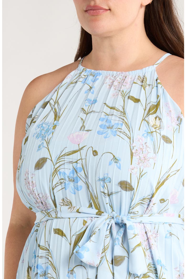 Leida Floral Pleat Midi Dress, Alternate, color, BABY BLUE