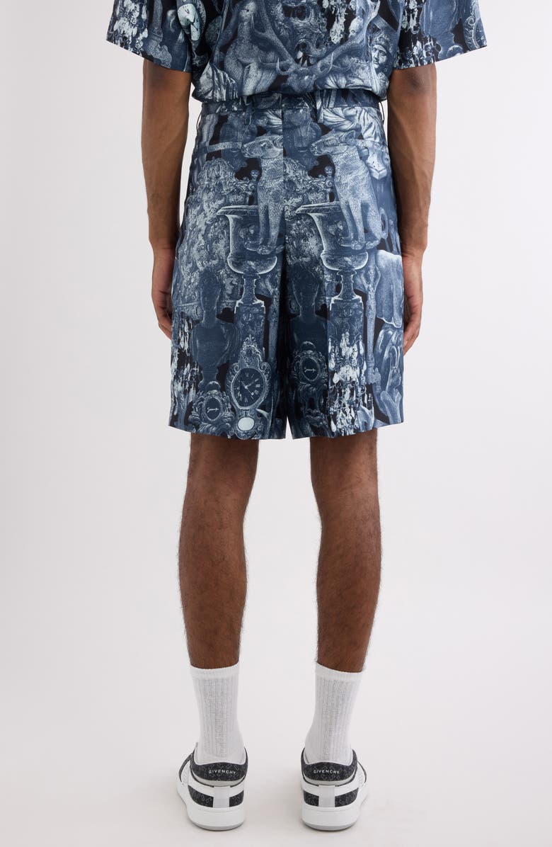 Givenchy Object Print Pleated Silk Shorts, Alternate, color,