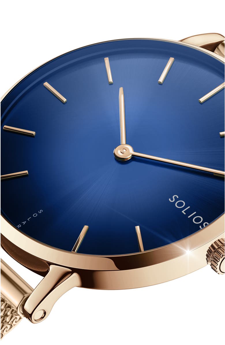 Solios Watches The Solar Mini | Blue Dial - Rose Gold Case, Alternate, color, 