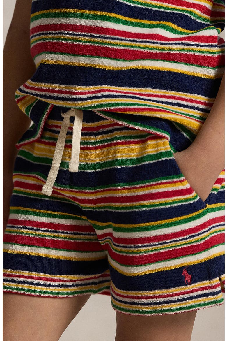 Kids' Stripe Cotton Terry Shorts, Alternate, color, YELLOW
