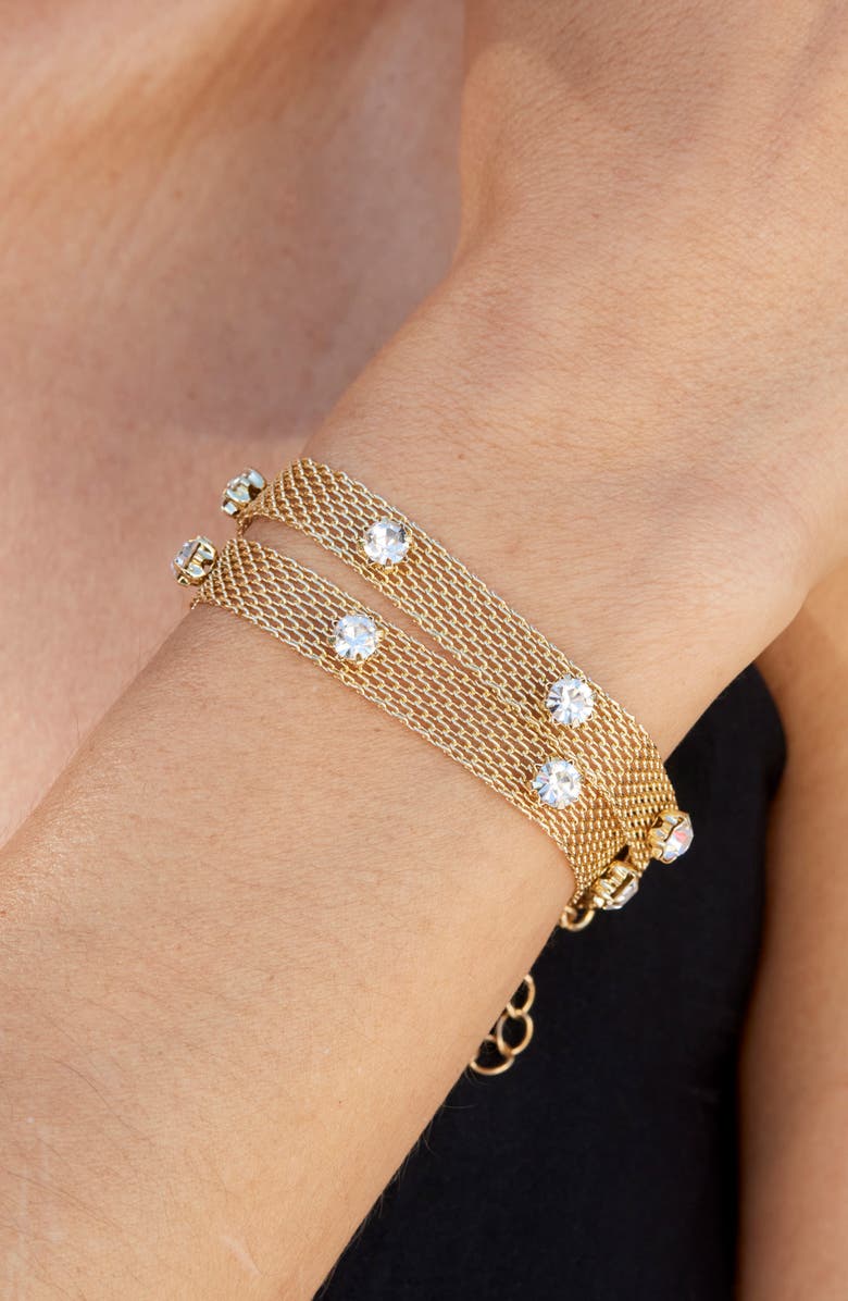 SAVVY CIE JEWELS Cubic Zirconia Mesh Chain Double Wrap Bracelet, Alternate, color, 
