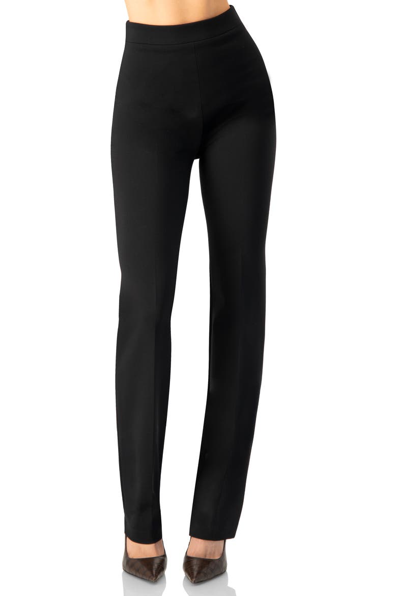 Straight Plain Trousers, Main, color, Black