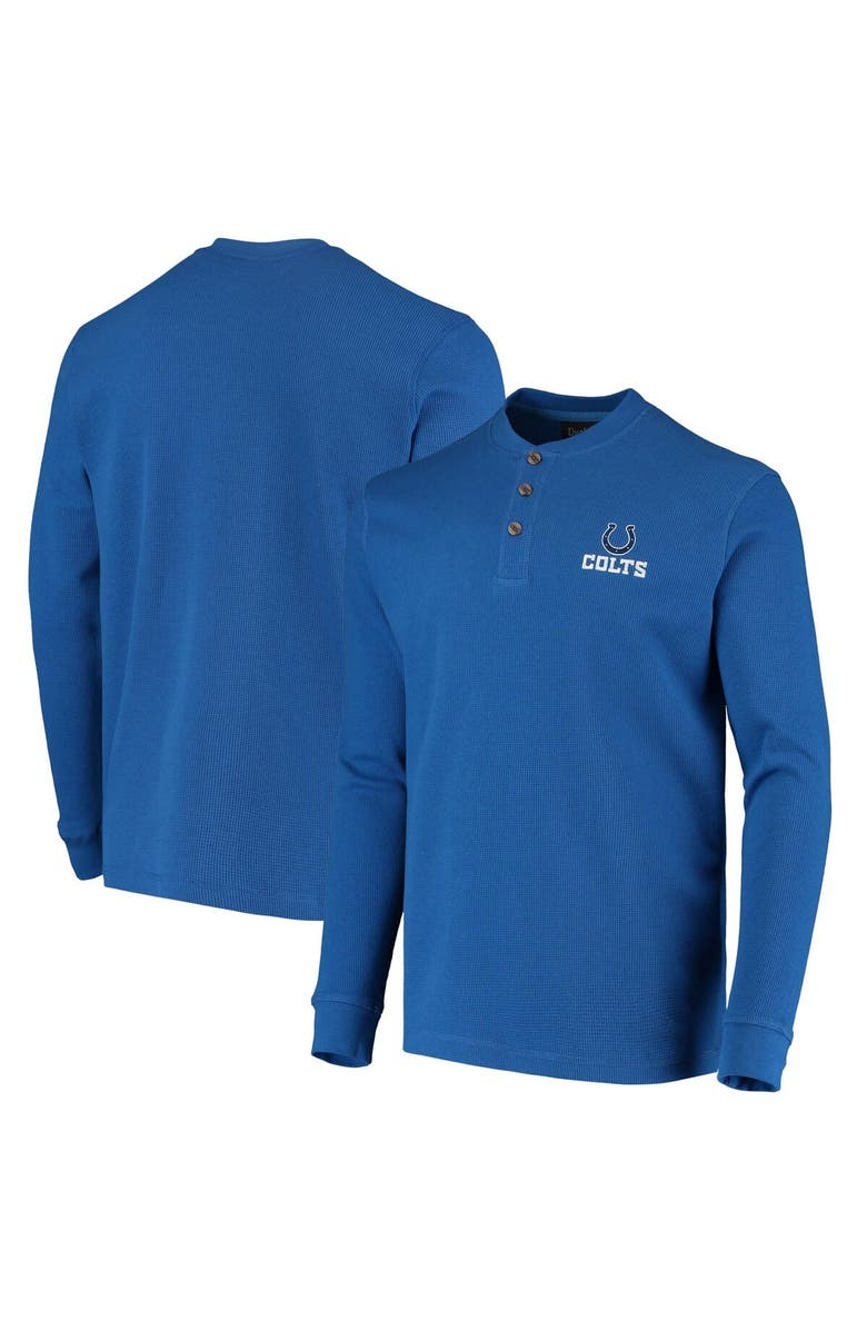 DUNBROOKE Men's Dunbrooke Royal Indianapolis Colts Logo Maverick Thermal Henley Long Sleeve T-Shirt, Alternate, color, Royal