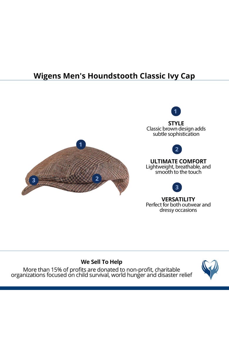 Wigens Men's Houndstooth Classic Ivy Cap, Alternate, color, Brown