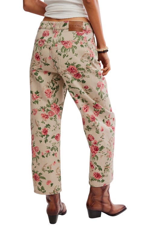 Free People Deep Trance Floral Wide Leg Ankle Jeans In Multi