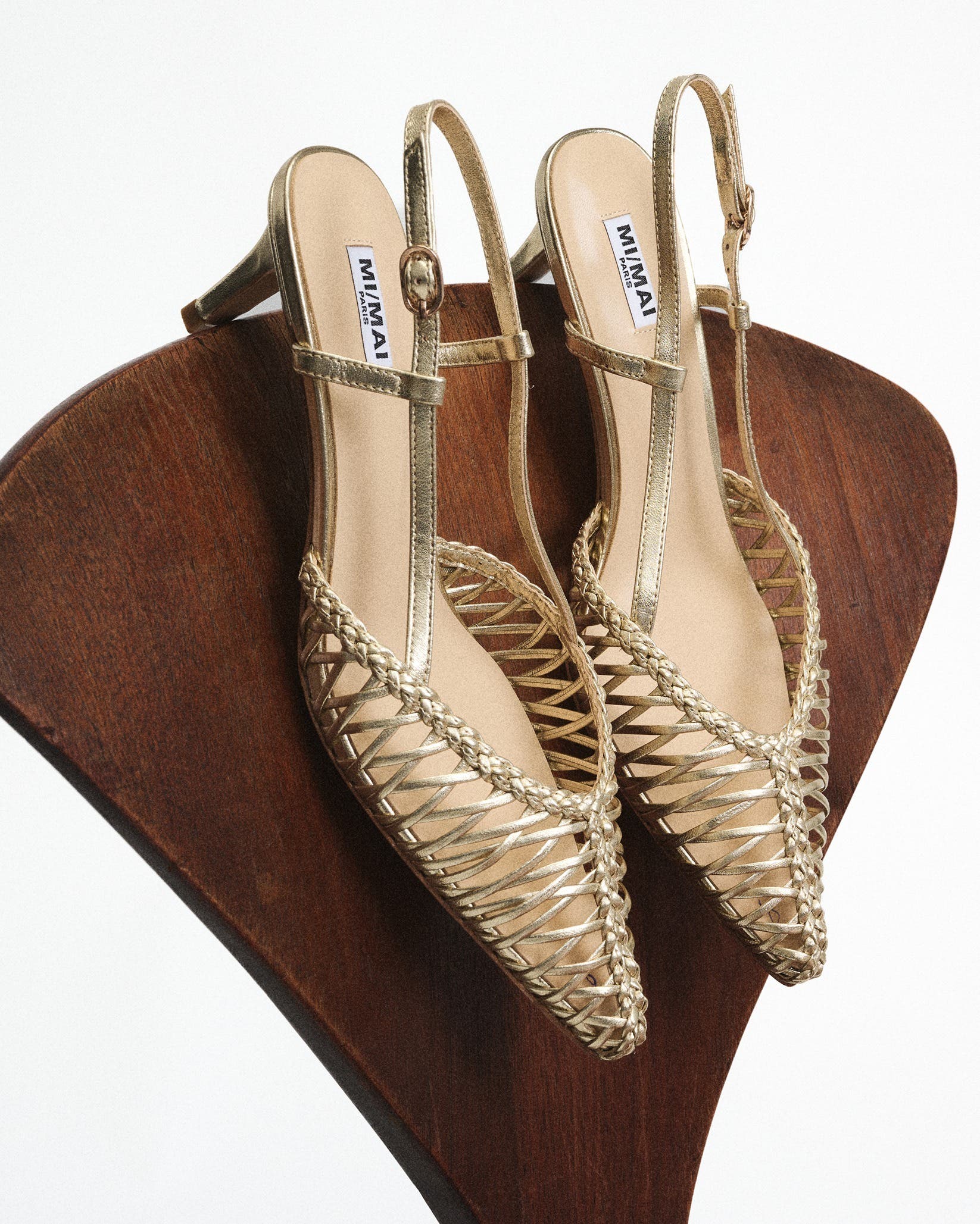 Tessa Woven Pointed Slingback Sandals, Alternate, color, Gold