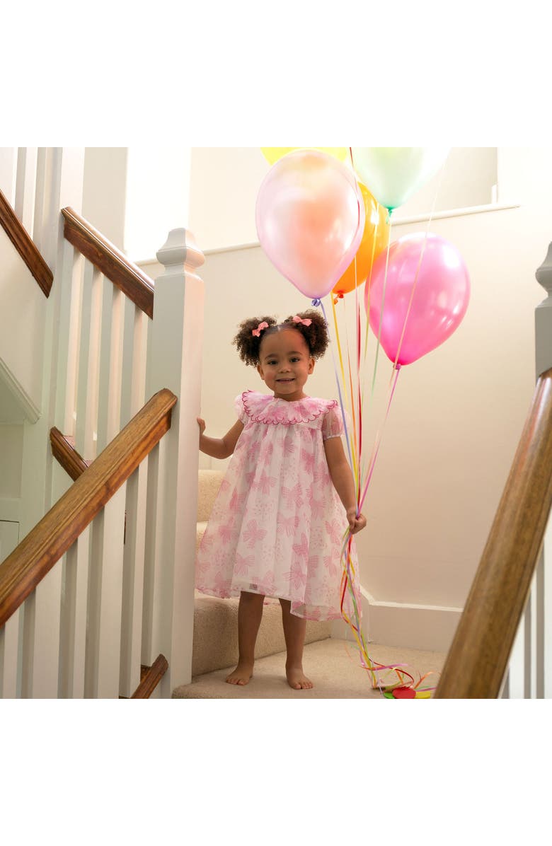 Rachel Riley Bow Organza Dress, Alternate, color, Pink