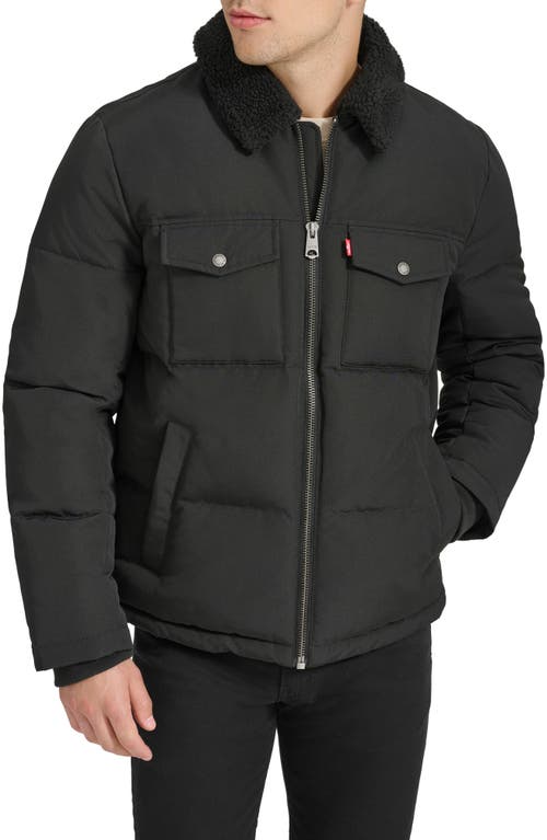 levi's Quilted Jacket with Faux Shearling Collar in Black 