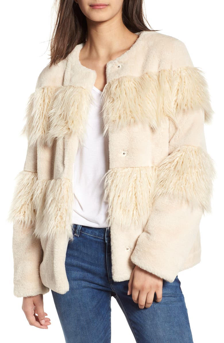 BCBGeneration Mixed Faux Fur Jacket, Main, color, 